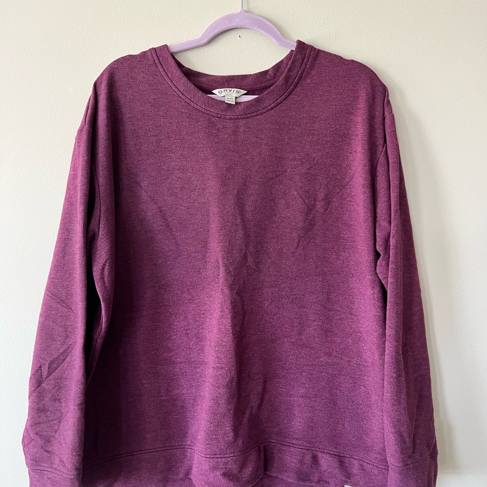 Orvis Heathered Purple Crewneck Top - Picture 1 of 3
